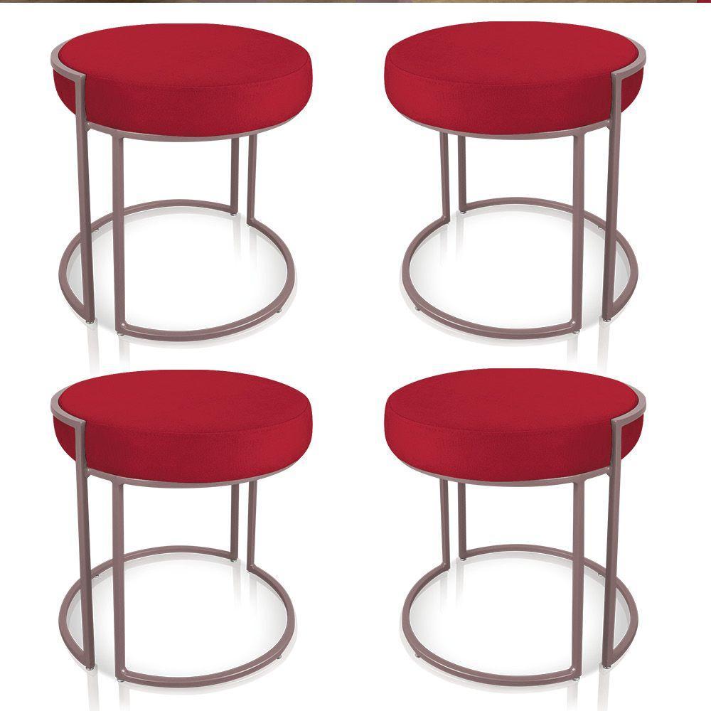 Kit 4 Puffs Love Suede Base Rose Vermelho - 4