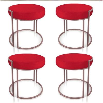 Kit 4 Puffs Love Suede Base Rose Vermelho