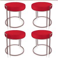 Kit 4 Puffs Love Suede Base Rose Vermelho - 1