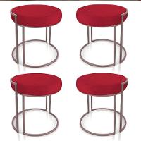 Kit 4 Puffs Love Suede Base Rose Vermelho