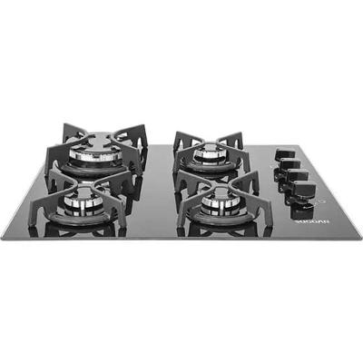 Cooktop a Gás Suggar FG4404FVP 4 Bocas Vidro Temperado com Tripla Chama Preto Bivolt
