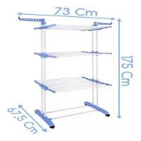 Varal 4 Andares Chao Grande Sapateira Secador Arara Roupas Cabideiro Dobravel Luxo Rodinhas - 7