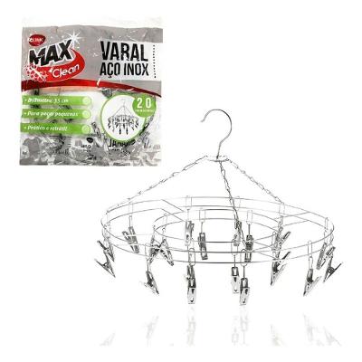 Mini Varal Aço Inox Multiuso 20 Prendedores Redondo Teto