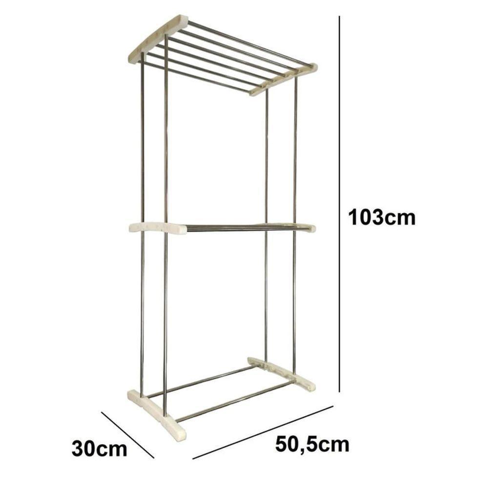Varal De Chão Roupas Dobrável 2 Andares Reforçados Retrátil - 5