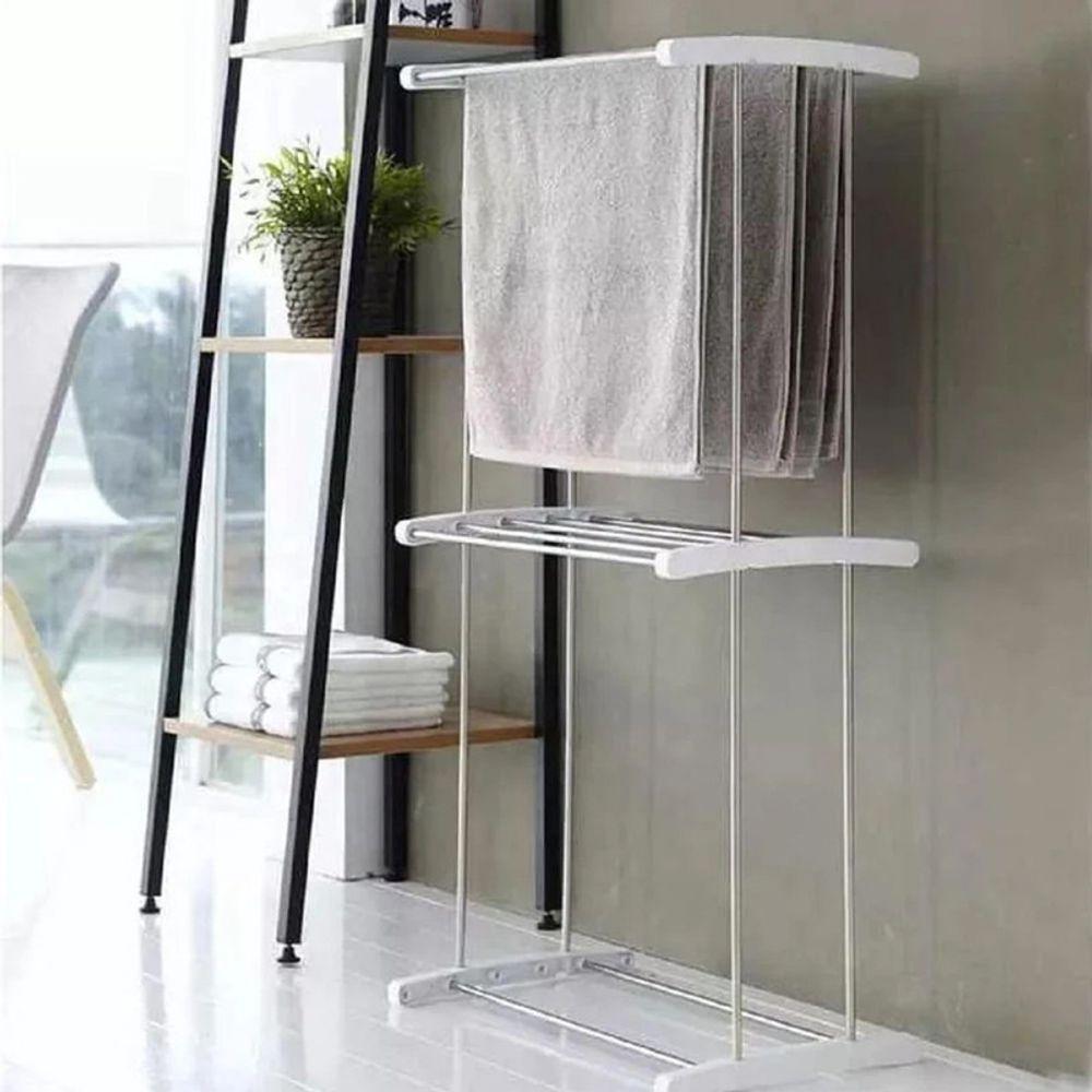 Varal De Chão Roupas Dobrável 2 Andares Reforçados Retrátil - 6