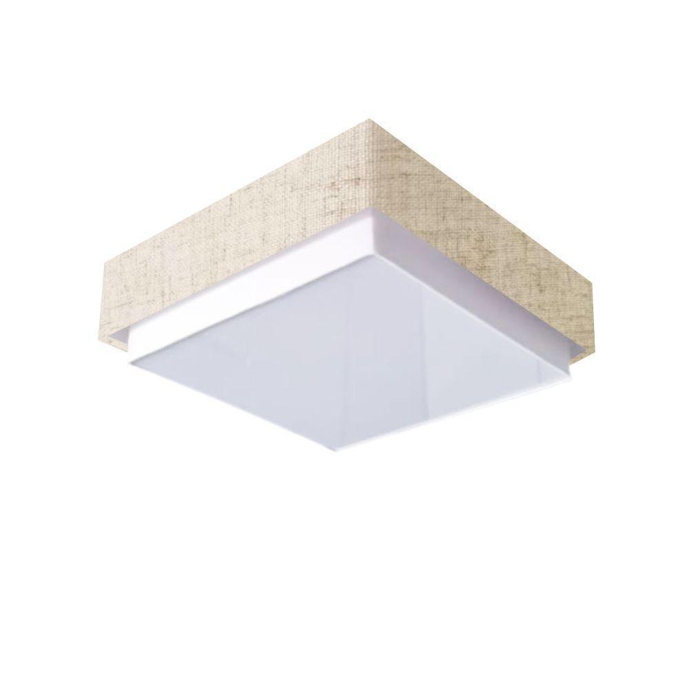 Plafon Quadrado Vivare Md-3091 Cúpula Em Tecido 50x50cm - Bivolt Rustico-bege 127/220v - 1