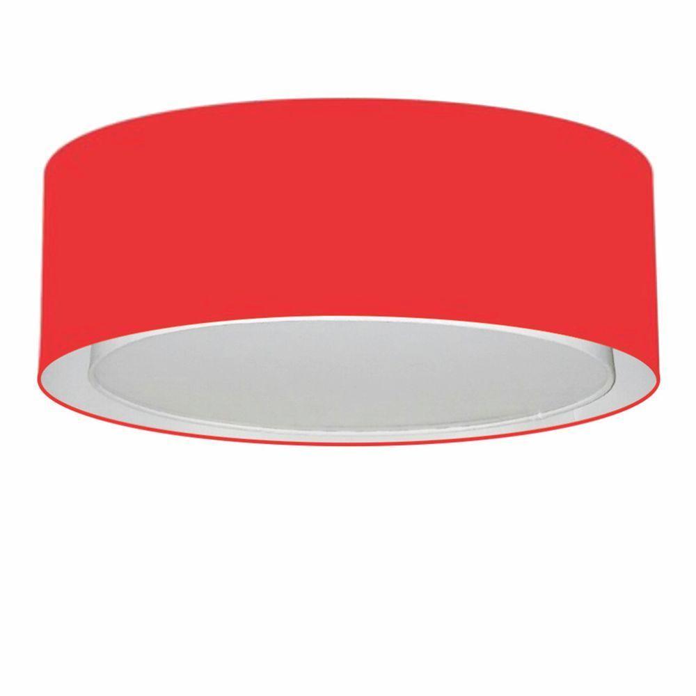 Plafon Cilíndrico Duplo Vivare Md-3037 Cúpula Em Tecido 60x25cm - Bivolt Vermelho 127/220v - 3