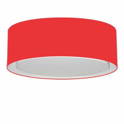 Plafon Cilíndrico Duplo Vivare Md-3037 Cúpula Em Tecido 60x25cm - Bivolt Vermelho 127/220v