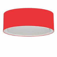 Plafon Cilíndrico Duplo Vivare Md-3037 Cúpula Em Tecido 60x25cm - Bivolt Vermelho 127/220v - 1