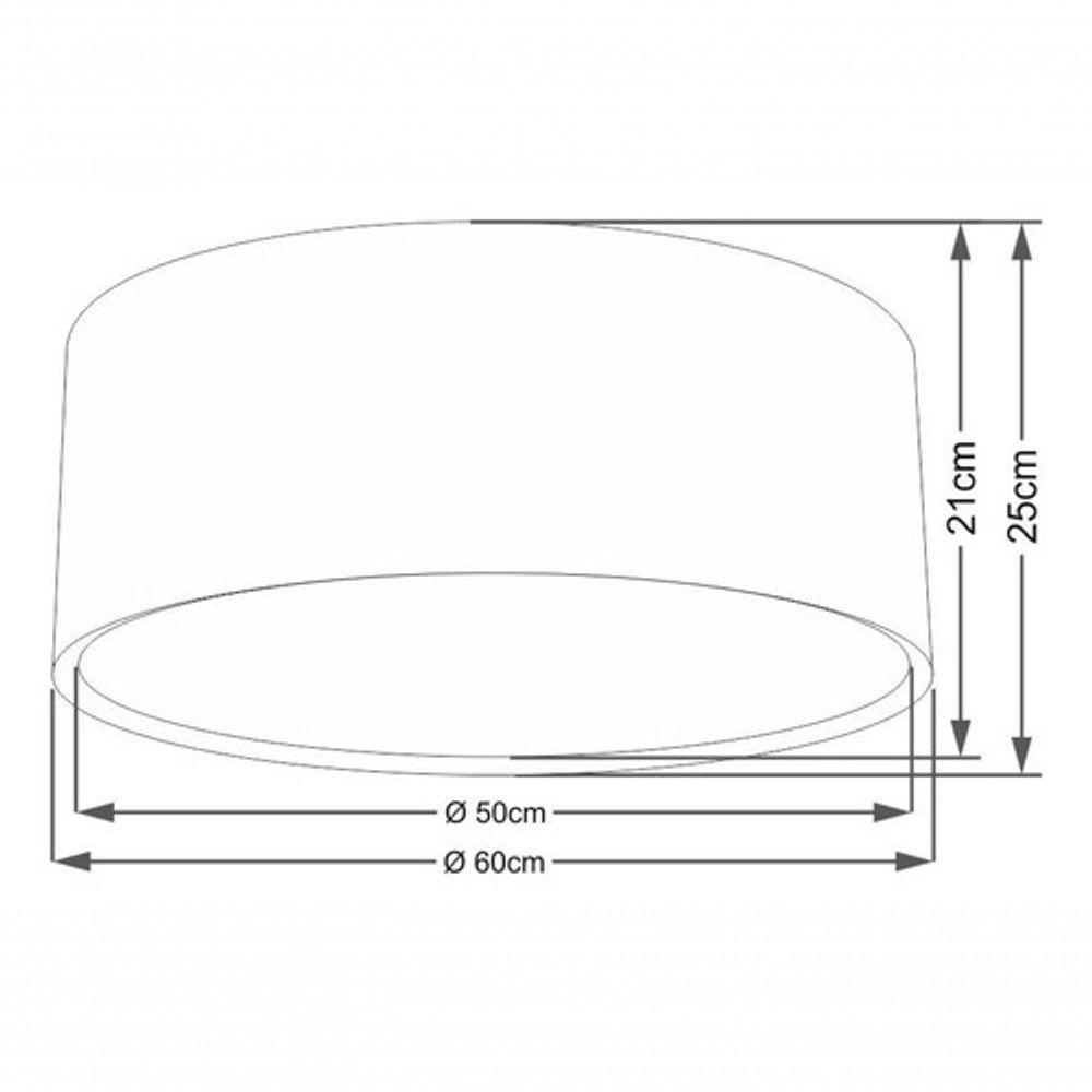 Plafon Cilíndrico Duplo Vivare Md-3037 Cúpula Em Tecido 60x25cm - Bivolt Linho Bege 127/220v - 4