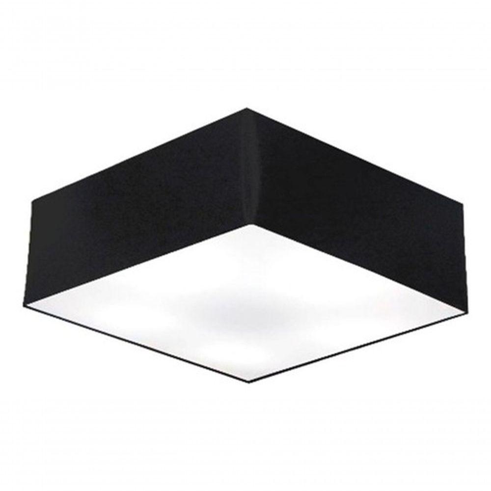 Plafon Quadrado Vivare Md-3002 Cúpula Em Tecido 15/50x50cm - Bivolt Preta 127/220v - 3