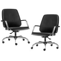 Kit 02 Cadeiras Executiva Diretor Cromado Maxxer F02 Preto - 1
