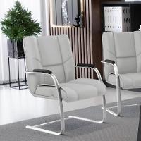 Kit 02 Cadeiras De Escritório Tecido Sintético Cinza - 7