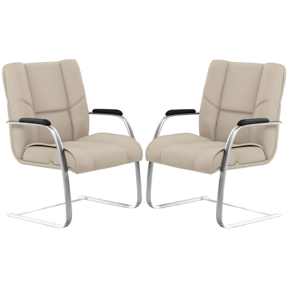 Kit 02 Cadeiras De Escritório Tecido Sintético Areia - 1