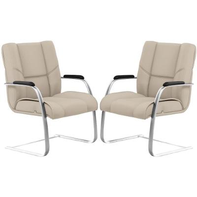 Kit 02 Cadeiras De Escritório Tecido Sintético Areia