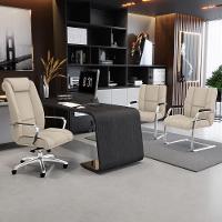 Kit 02 Cadeiras De Escritório Tecido Sintético Areia - 6