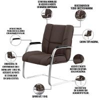 Kit 02 Cadeiras De Escritório Tecido Sintético Marrom - 5