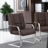 Kit 02 Cadeiras De Escritório Tecido Sintético Marrom - 6