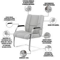 Kit Cadeira Presidente Com 2 Cadeiras Fixas Cinza - 9
