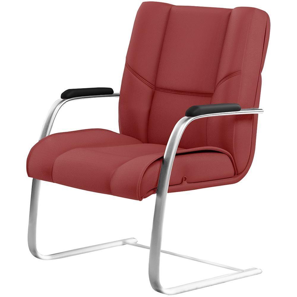 Kit Cadeira Presidente Com 2 Cadeiras Fixas Vermelho - 5