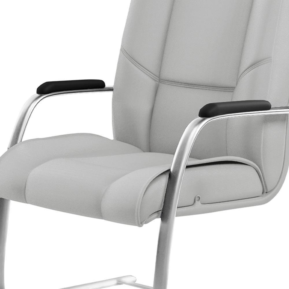 Cadeira De Escritório Fixa Executiva Tecido Sintético Cinza - 2