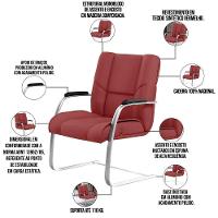 Cadeira De Escritório Tecido Sintético Vermelho