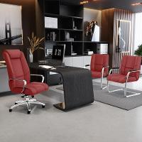 Cadeira De Escritório Tecido Sintético Vermelho - 6