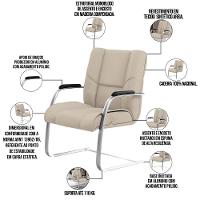 Cadeira De Escritório Fixa Executiva Tecido Sintético Areia