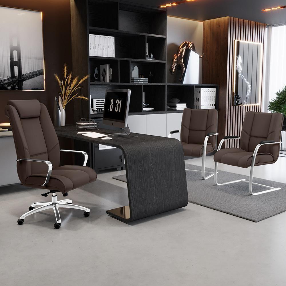 Cadeira Escritório New Onix F02 Tecido Sintético Marrom - 5