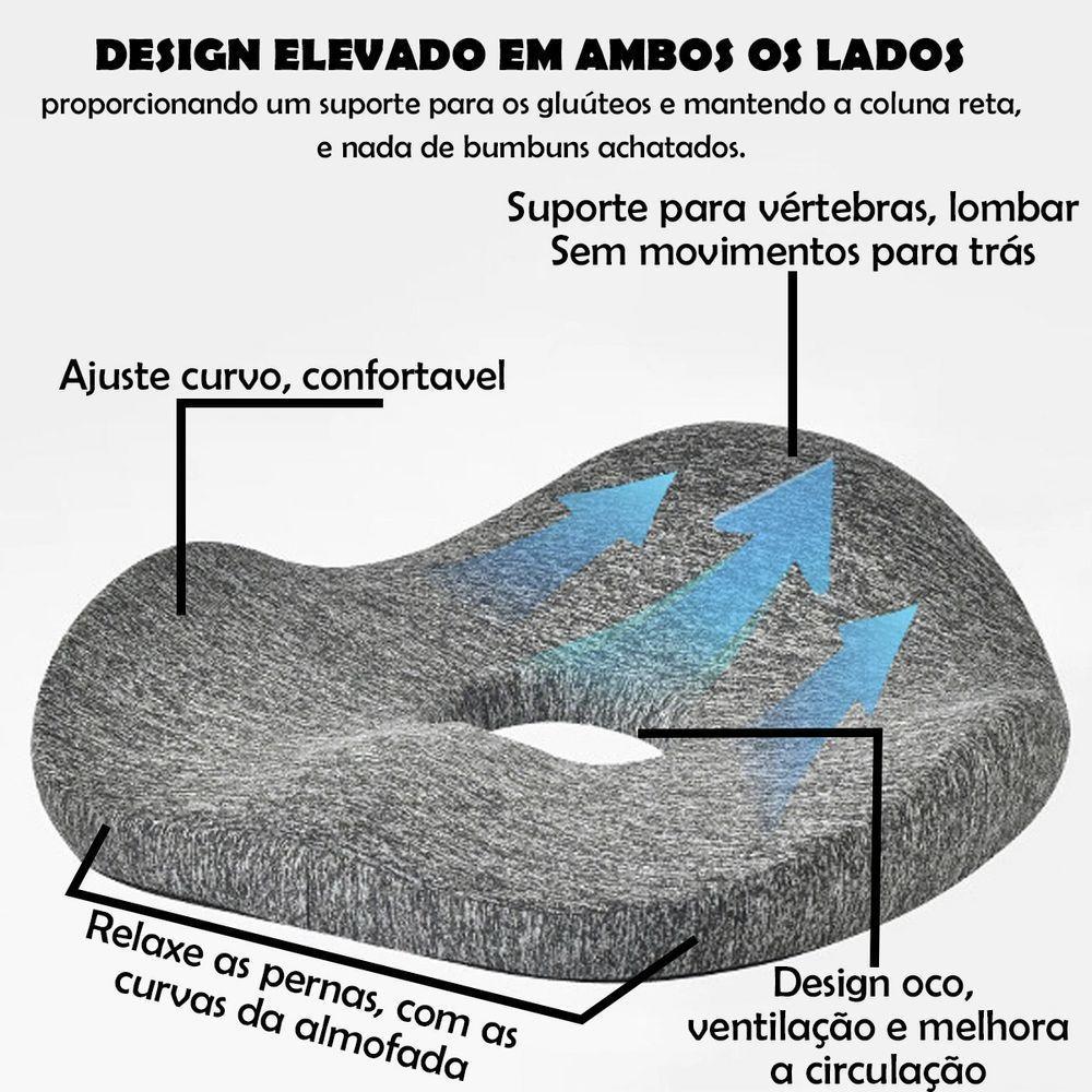 Almofada Ortopedica Ergonomica Cadeira Lombar Coccix Coluna Alivia Dores Confortavel Macio Escritorio Home Office Casa - 5