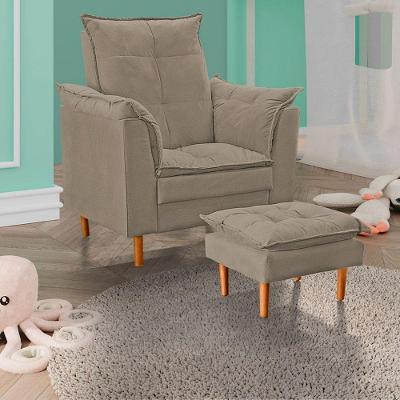 Poltrona De Amamentação Loana Com Puff Suede Bege Escuro