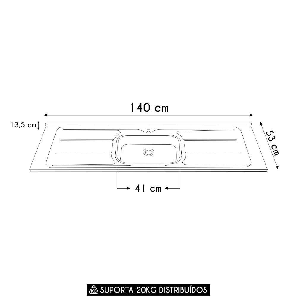 Pia De Cozinha Com Cuba E Válvula Bali 140cm Aço Inox - Ghel Plus - 4