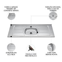 Pia De Cozinha Com Cuba E Válvula Bali 140cm Aço Inox - Ghel Plus - 3