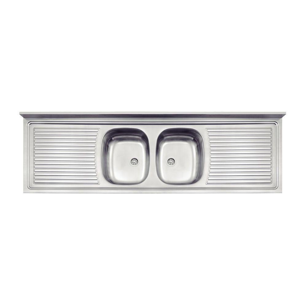 Pia De Apoio Tramontina Ribon 2c 34 Em Aço Inox 160x55 Cm - 1