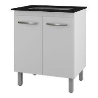 Balcão Para Cooktop Jady 70cm 02 Portas Com Tampo Recortado Branco - Desk Design - 1