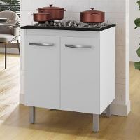 Balcão Para Cooktop Jady 70cm 02 Portas Com Tampo Recortado Branco - Desk Design - 2