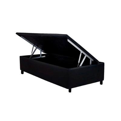 Cama Box Baú Solteiro Blindado Tecido Sintético Preto 88cm