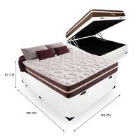 Cama Box Baú Casal 138 Tecido Sintético Branco Com Colchão Little Angel Mola Superlastic - 2
