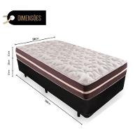 Cama Box Solteiro 88 Tecido Sintético Preto Com Colchão Little Angel Mola Superlastic - 62x88x188 - 3