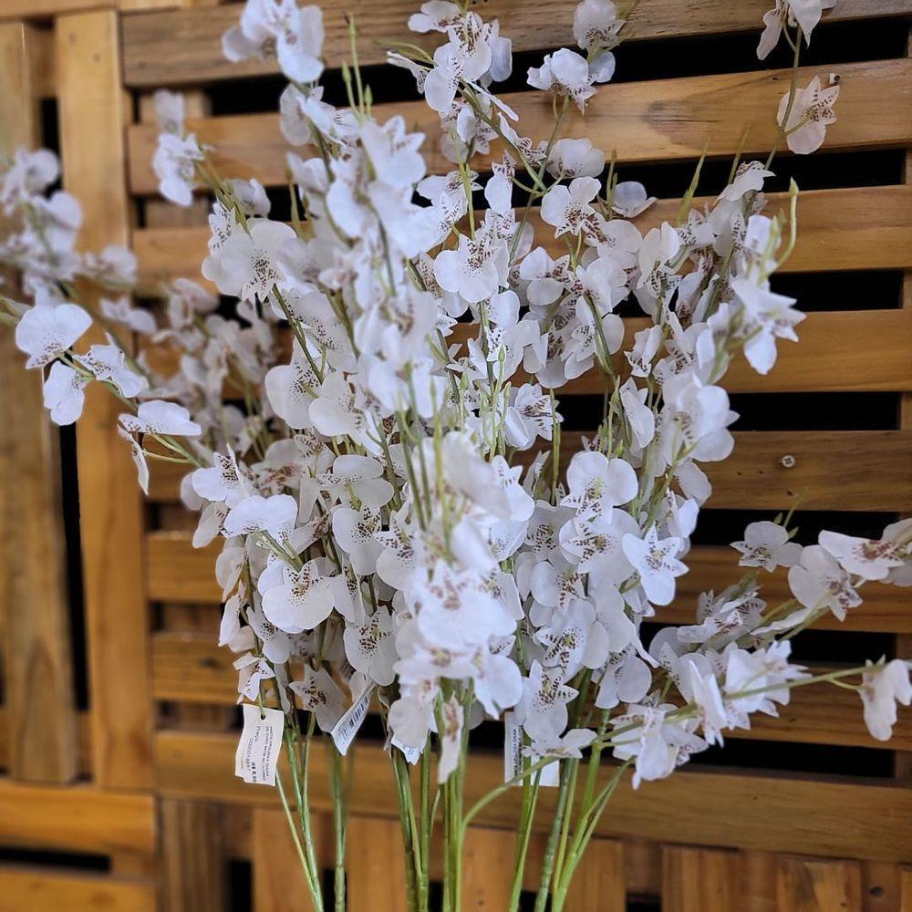 Haste Flor Orquídea Chuva De Ouro Artificial Branca 50cm - Mc Flores - 2