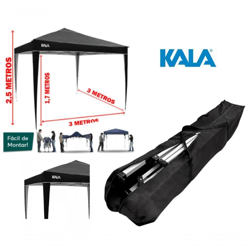 Tenda Gazebo Dobrável 3x3 Sanf Praia Jardim Campo Preto Kala - 5