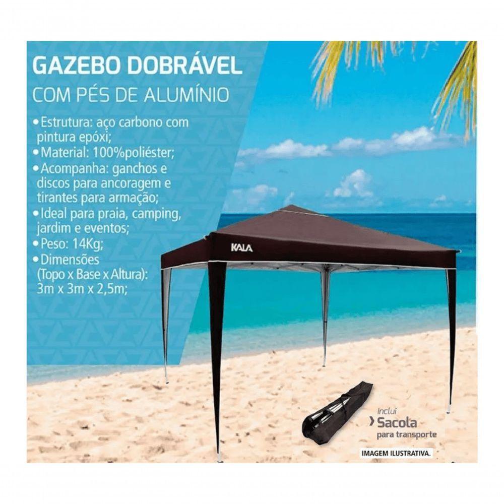 Tenda Gazebo Dobrável 3x3 Sanf Praia Jardim Campo Marro Kala - 2
