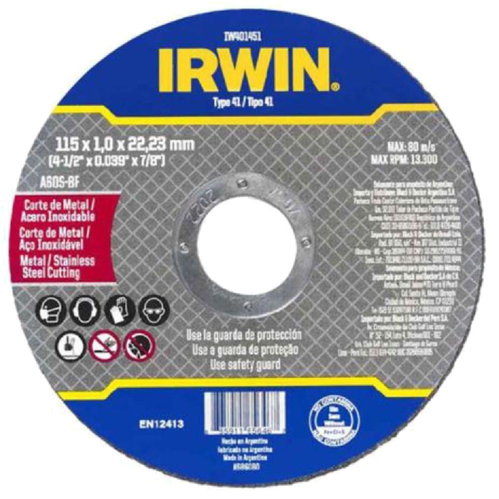 Disco De Corte Fino Metal Inox 4.1-2x1,0mmx7-8 - Iw401451 - Irwin - 1