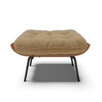 Kit 02 Puffs Costela Linho Palha A32 Base Metálica Preto - 5