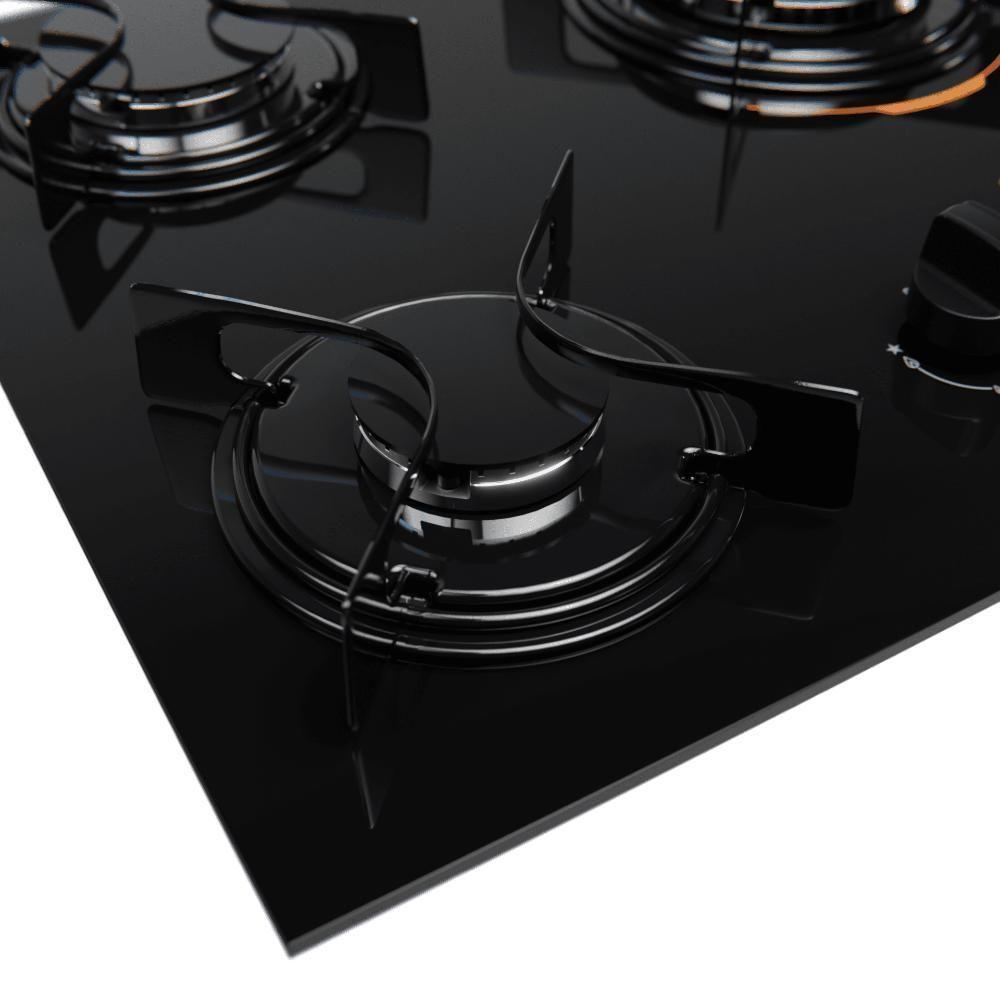 Cooktop 5 Bocas Preto Com Mesa De Vidro E Tripla Chama Atlas U Top Bivolt - 2