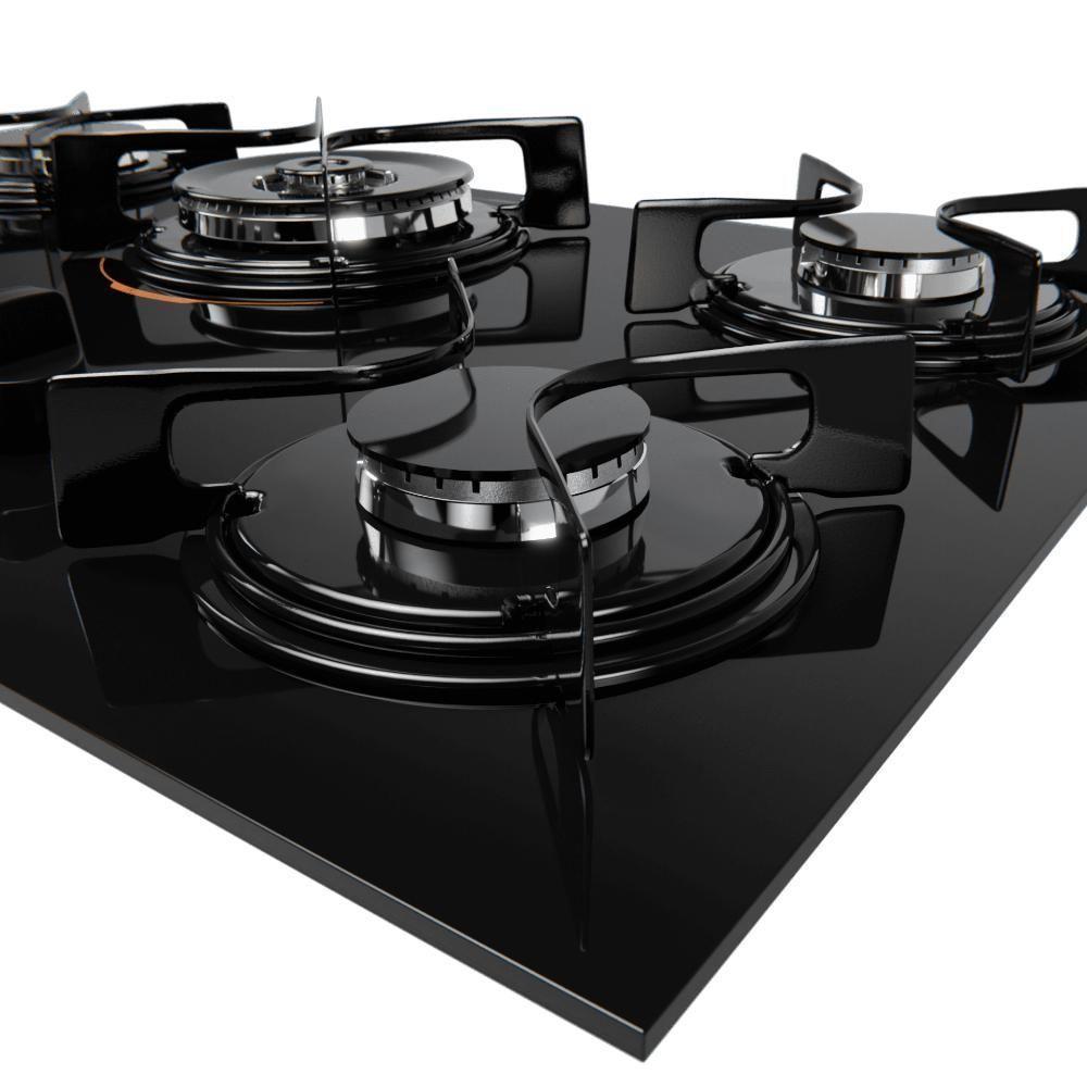 Cooktop 5 Bocas Preto Com Mesa De Vidro E Tripla Chama Atlas U Top Bivolt - 4