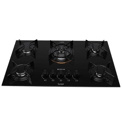 Cooktop a Gás Atlas U Top 5 Bocas Vidro Temperado Tripla Chama Preto Bivolt