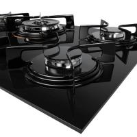 Cooktop 5 Bocas Preto Com Mesa De Vidro E Tripla Chama Atlas U Top Bivolt