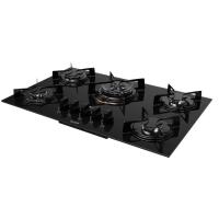 Cooktop 5 Bocas Preto Com Mesa De Vidro E Tripla Chama Atlas U Top Bivolt - 5