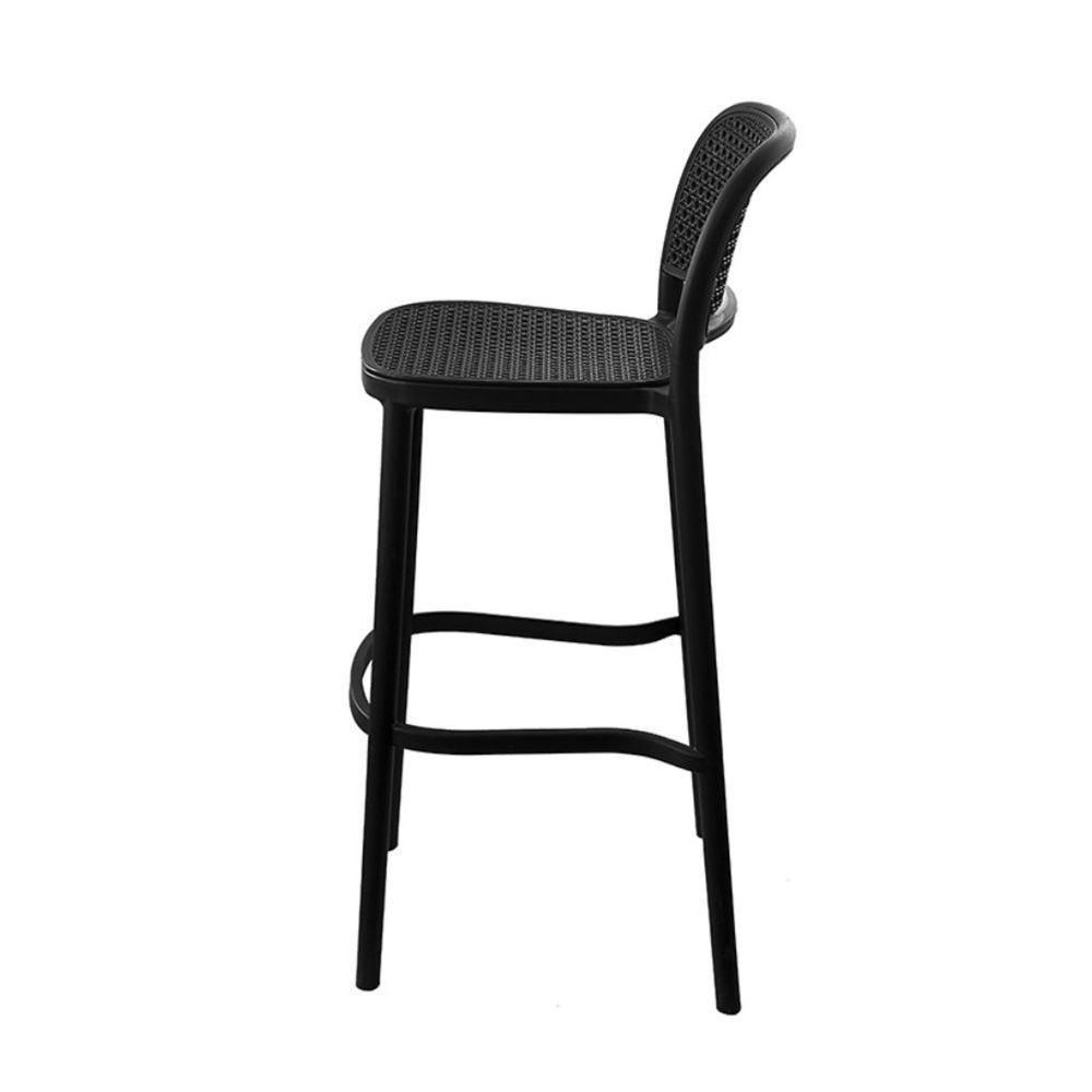 Banqueta Alta Amis Or Design 103 Cm Altura Polipropileno Preto Assento Encosto Simulando Palha Preto - 3